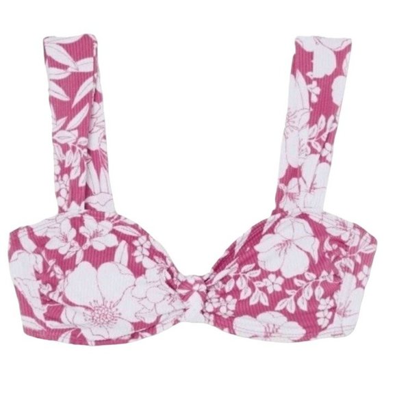 Xhilaration Juniors Pink White Floral Knot Camisole Top Bathing Swim S M XL D/DD - Picture 2 of 12